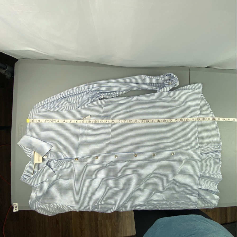 Chico's stripe blue white easy shirt button down long sleeve collared NWT - Picture 13 of 15